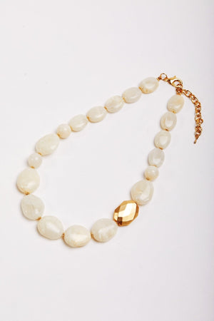 Large Beaded White Necklace