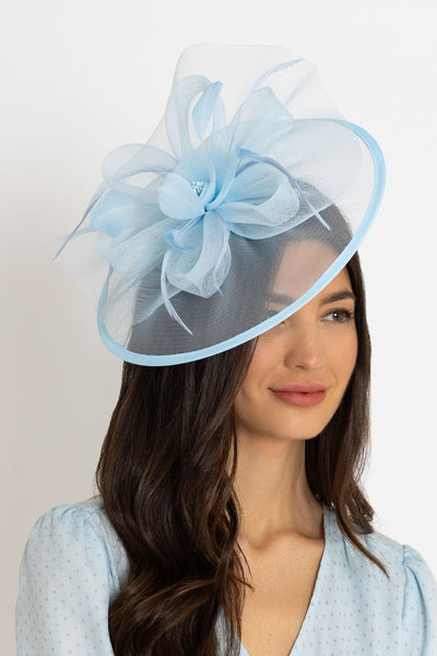 Carraig Donn Large Blue Fascinator with Floral Bow