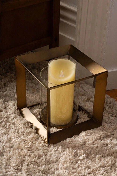 Large Bronze Cube Lantern