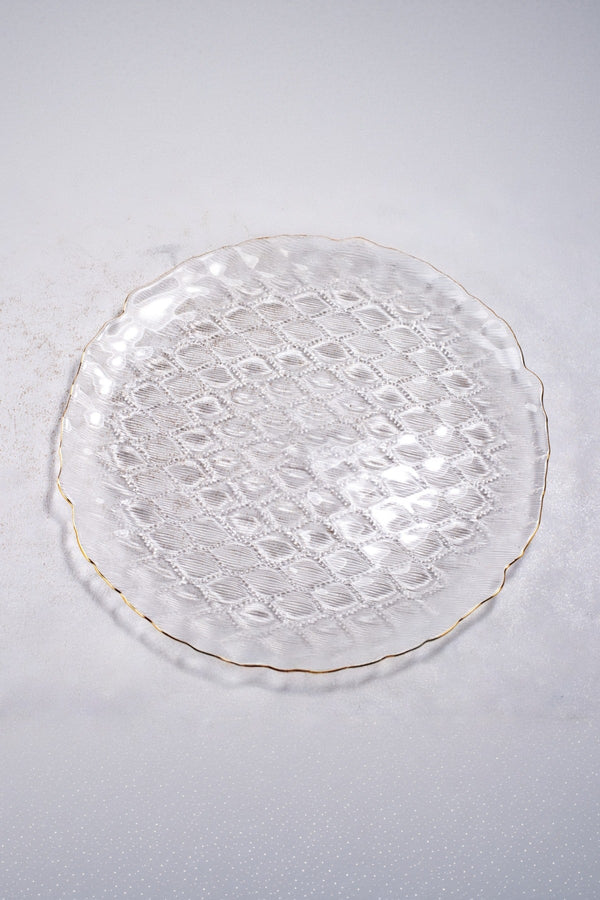 Carraig Donn Large Clear Glass Charger Plate with Gold Trim