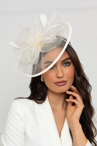 Carraig Donn Large Cream Fascinator with Floral Bow