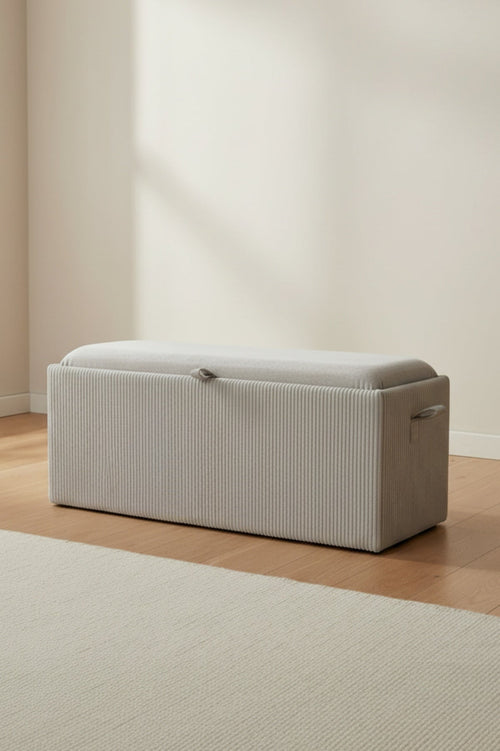 Large Dark Grey Corduroy Ottoman Footstool