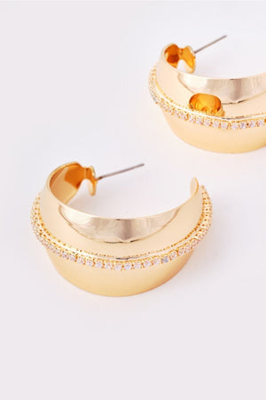 Carraig Donn Large Diamante Detail Gold Hoop Earrings