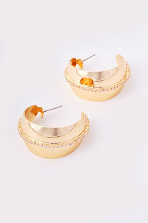 Carraig Donn Large Diamante Detail Gold Hoop Earrings