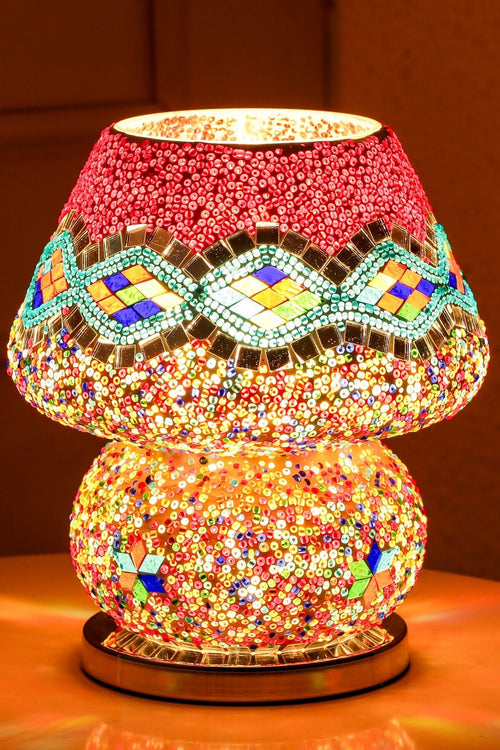 Large Red Cora Glass Table Lamp