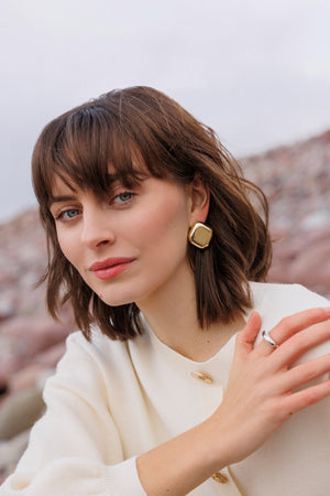 Carraig Donn Large Square Gold Earrings