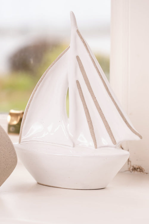 Large Stoneware Sail Boat Ornament