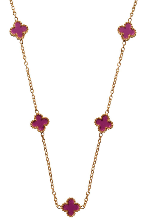 Gold Lavender Clover Chain Necklace