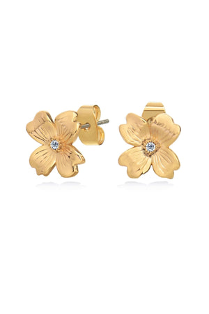 Carraig Donn Le Fleur Collection Gold Flower CZ Earrings