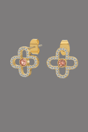 Carraig Donn Le Fleur Collection Pink CZ Earrings