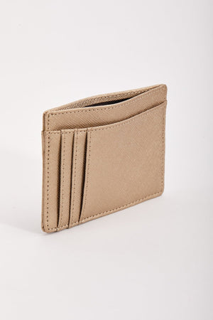 Leather Card Holder in Gold