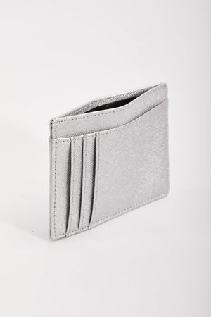 Leather Card Holder in Silver