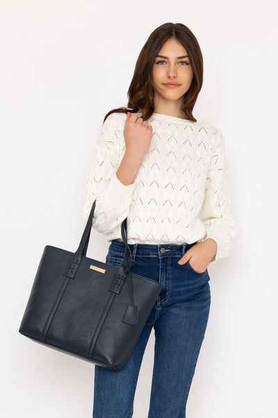 Carraig Donn Leather Look Everyday Tote in Navy