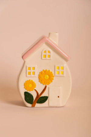 Carraig Donn LED Pink Stoneware House Ornament