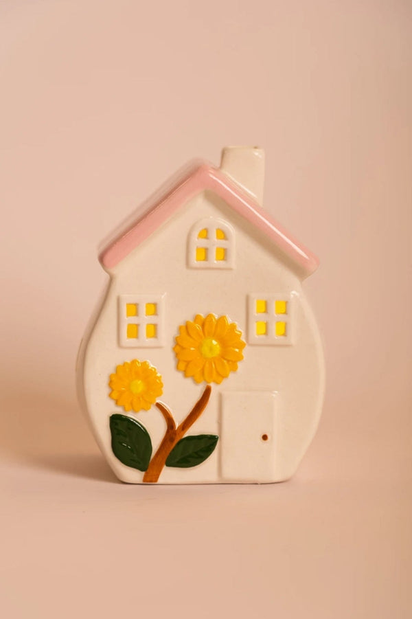 Carraig Donn LED Pink Stoneware House Ornament