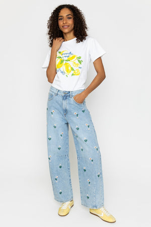 Carraig Donn Lemon Print White T-Shirt