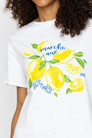 Carraig Donn Lemon Print White T-Shirt