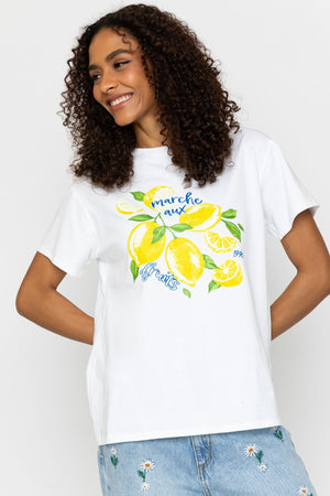 Carraig Donn Lemon Print White T-Shirt