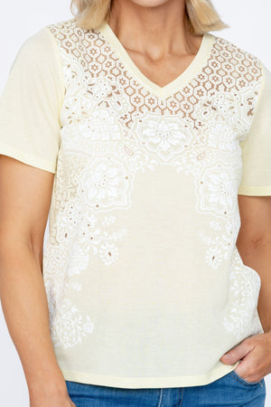 Carraig Donn Lemon Printed Jersey Top