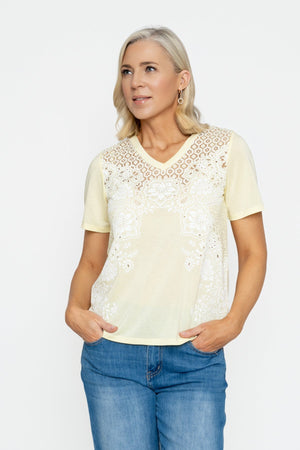 Carraig Donn Lemon Printed Jersey Top