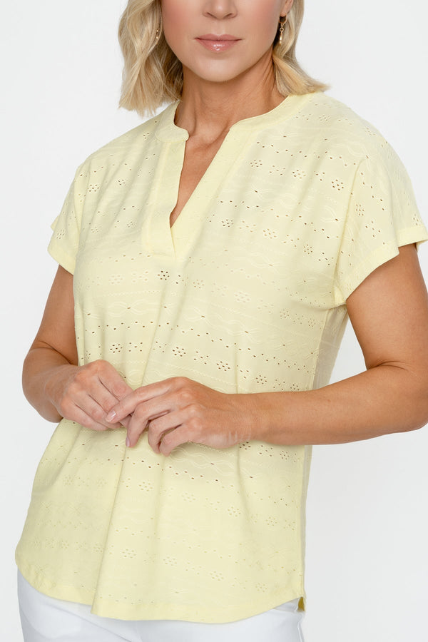 Carraig Donn Lemon Short Sleeve Jersey Top