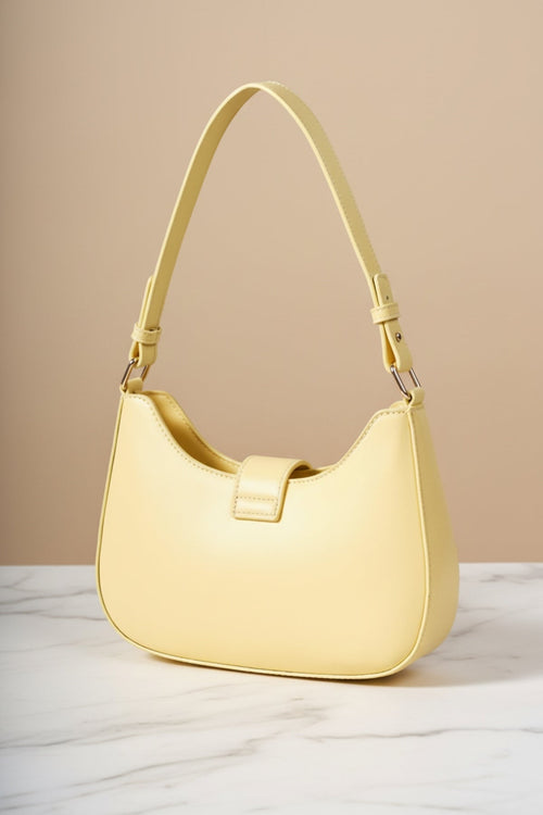 Carraig Donn Lemon Yellow Shoulder Bag With Buckle Detail