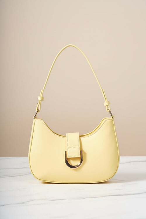 Lemon Yellow Shoulder Bag With Buckle Detail