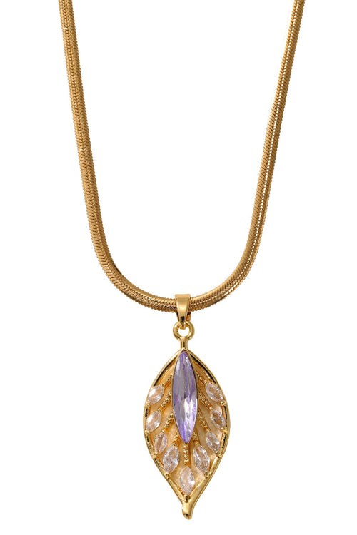 Light Amethyst Leaf Necklace