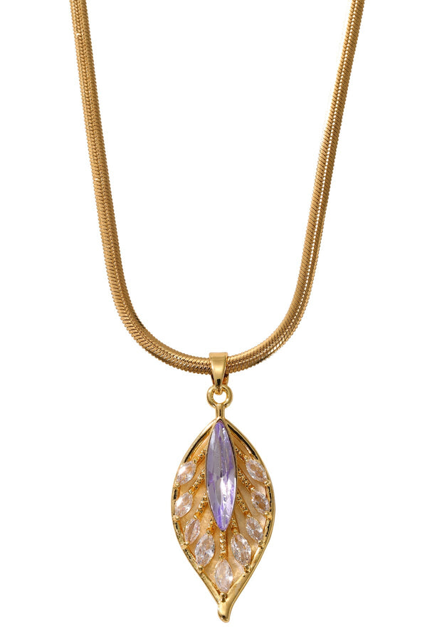 Carraig Donn Light Amethyst Leaf Necklace