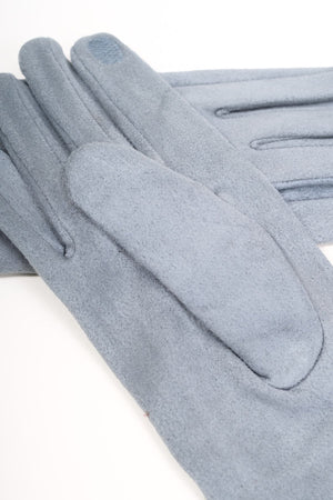 Carraig Donn Light Blue Pearl Detail Faux Suede Gloves