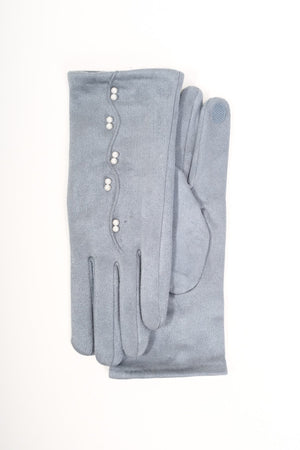 Carraig Donn Light Blue Pearl Detail Faux Suede Gloves