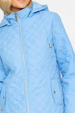Carraig Donn Light Blue Quilted Jacket With Hood