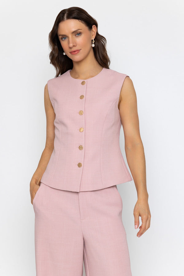 Carraig Donn Light Pink Waistcoat With Gold Buttons