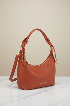 Carraig Donn Lily Curved Hobo Bag in Tan