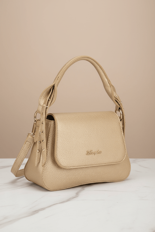Lily Flap-Over Shoulder Bag in Gold