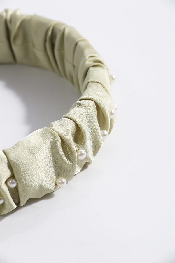Carraig Donn Lime Green Ruched Pearl Hairband