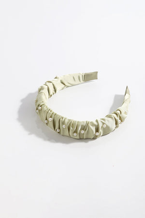 Carraig Donn Lime Green Ruched Pearl Hairband