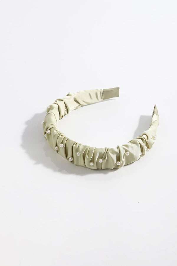 Carraig Donn Lime Green Ruched Pearl Hairband