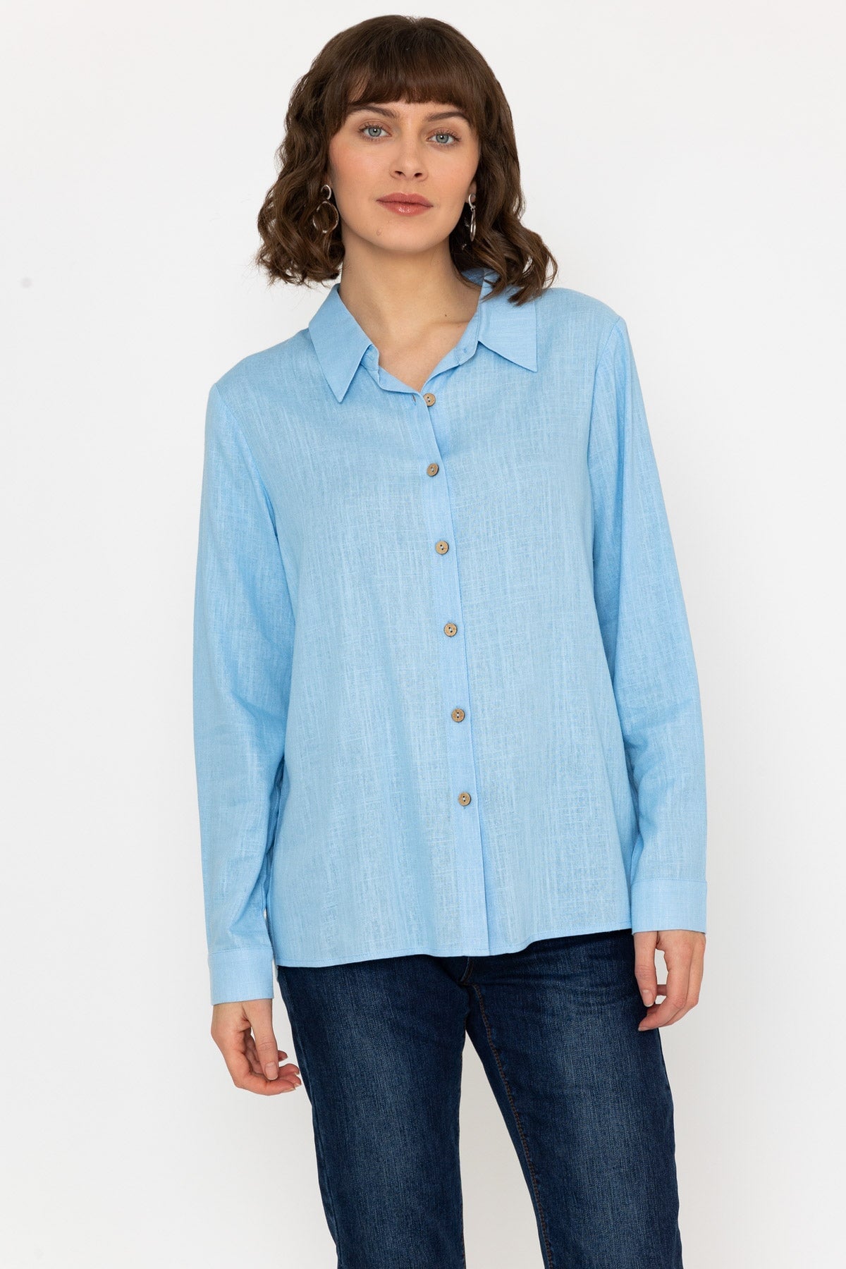 Linen Like Shirt in Blue