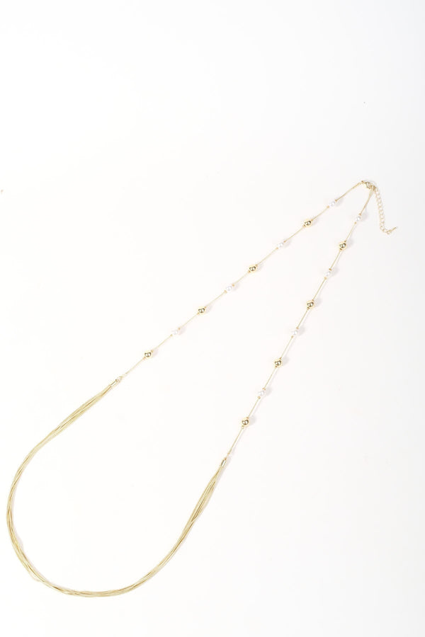 Carraig Donn Long Faux Pearl And Chain Necklace