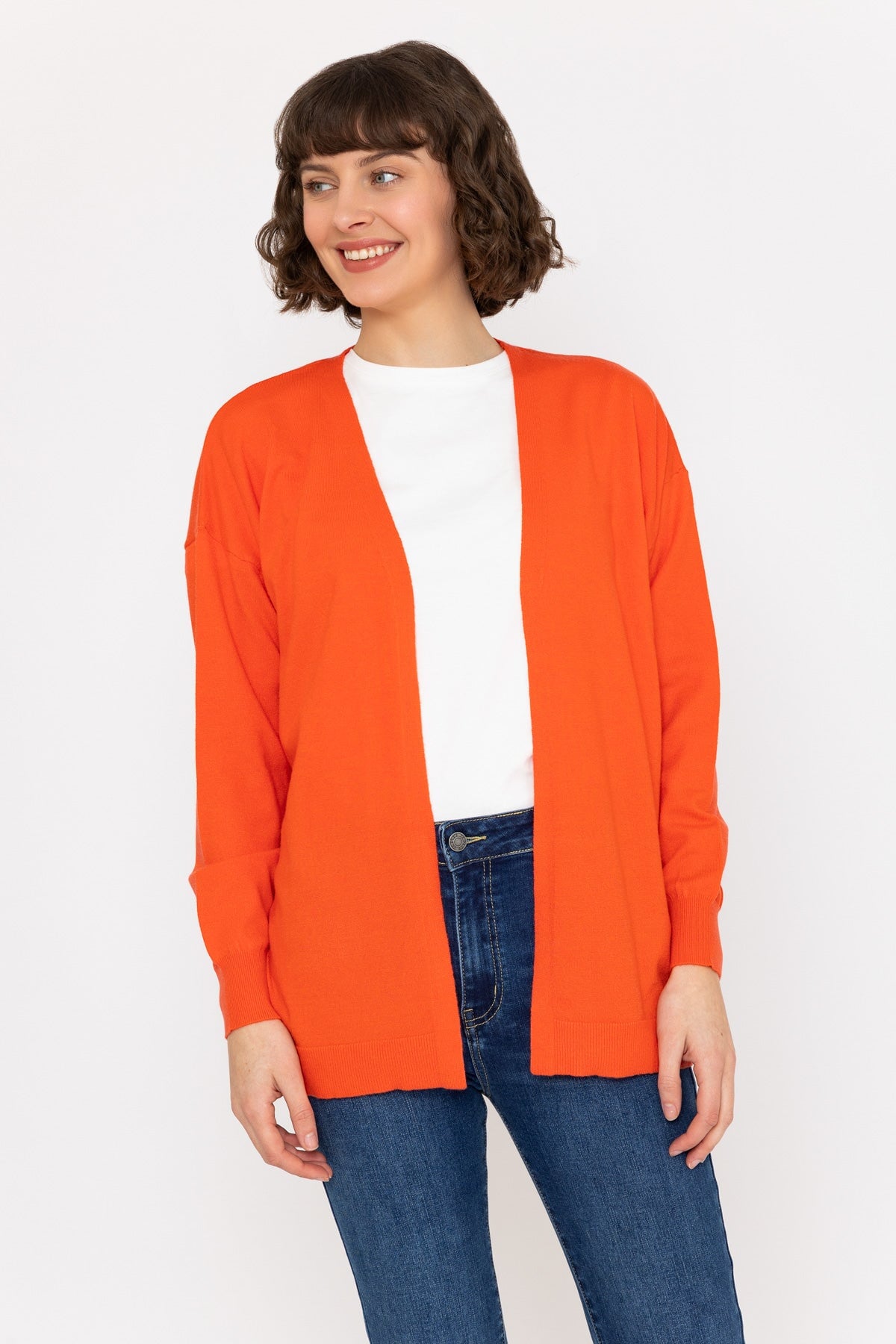 Long Line Cardigan in Coral