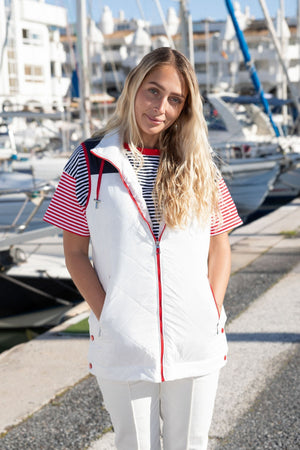 Carraig Donn Long Line Gilet With Contrast Fabric