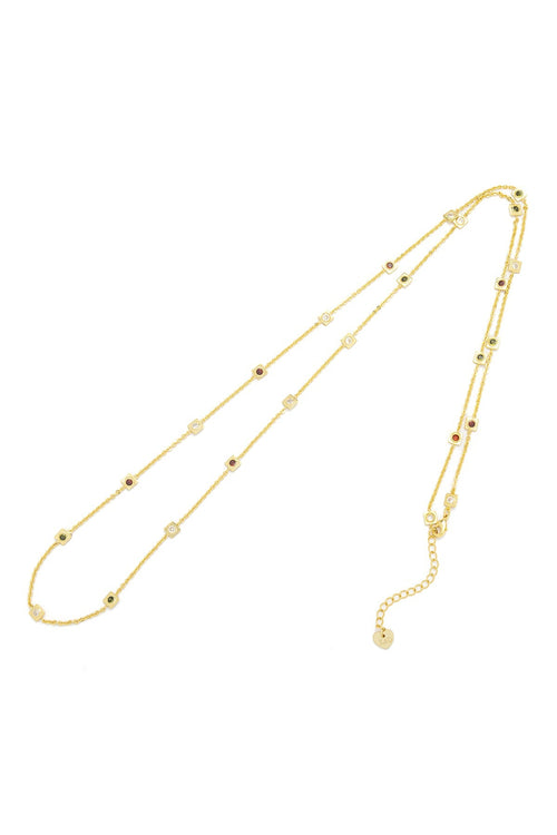 Long Multi Coloured CZ Necklace