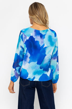 Carraig Donn Long Sleeve Blue Printed Blouse