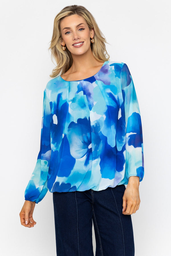 Carraig Donn Long Sleeve Blue Printed Blouse