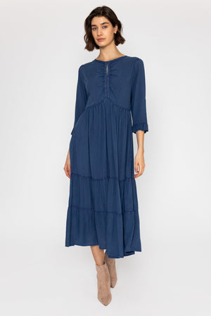 Carraig Donn Long Sleeve Indigo Denim Midi Dress