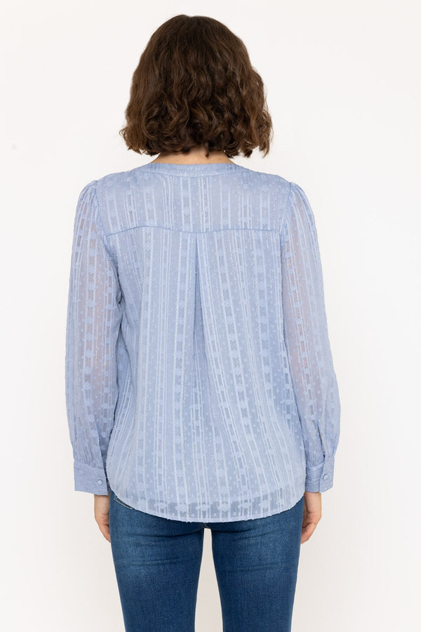 Carraig Donn Long Sleeve Lurex Blouse in Blue
