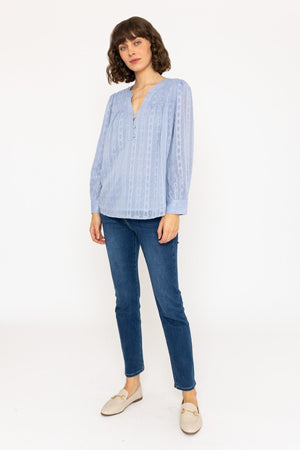 Carraig Donn Long Sleeve Lurex Blouse in Blue
