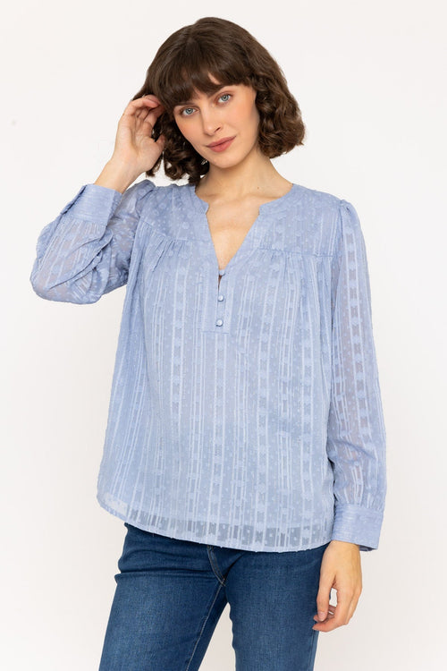 Long Sleeve Lurex Blouse in Blue