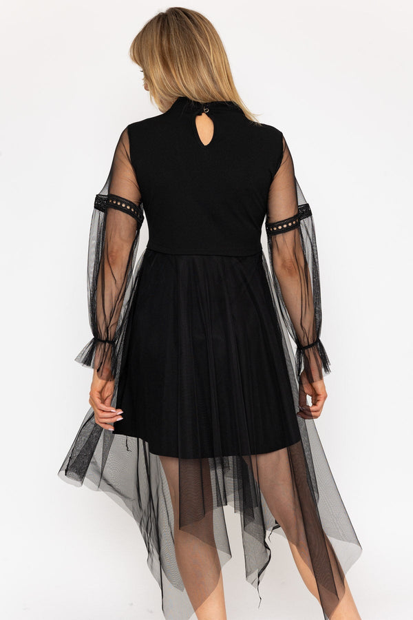 Long Sleeve Mesh Short Dress in Black | Ladies Dresses Carraig Donn Long Sleeve Mesh Short Dress in Black | Ladies Dresses Carraig Donn